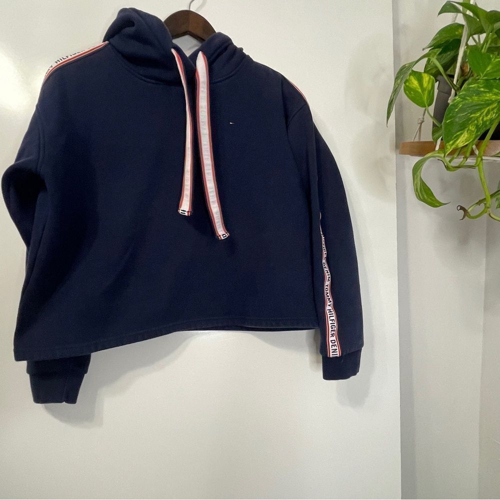 Tommy Hilfiger‎ Navy Blue Crop Hoodie Size M Womens
